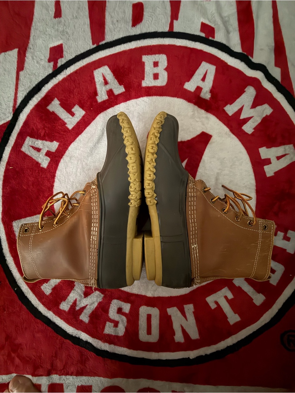 LL bean brown leather duck boot